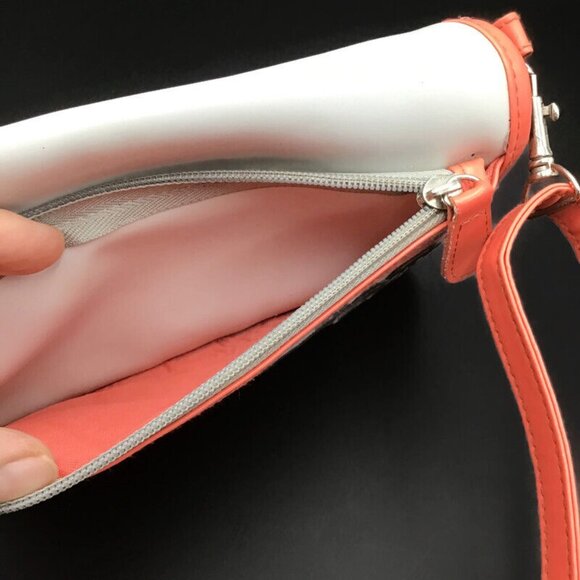 Hello Kitty Purse Gray Coral Pink Crossbody Shoulder Bag Zippered Pockets Sanrio - Picture 5 of 12